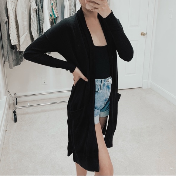 J. Crew | Black Lightweight Long Cardigan Sweater
